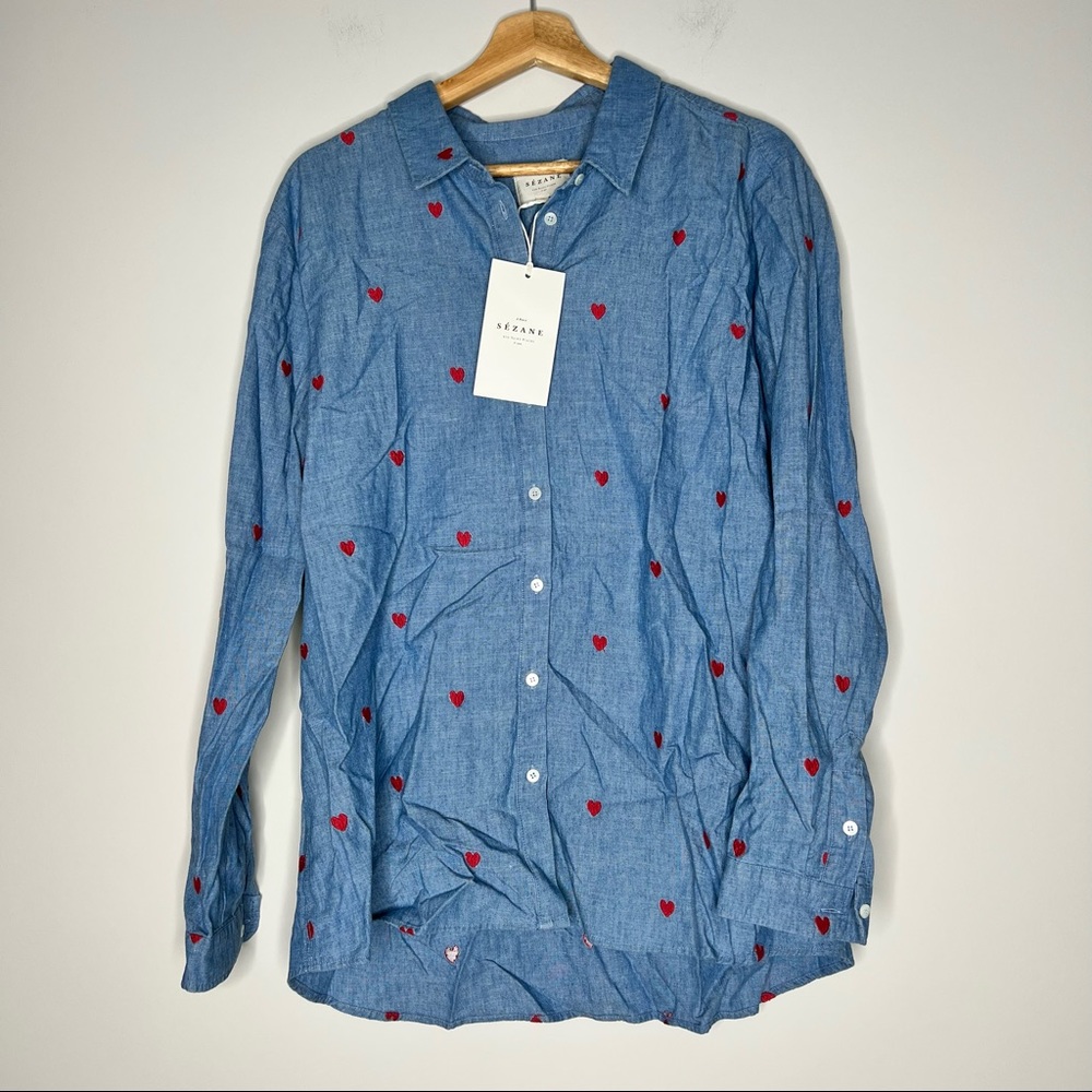 NWT Sezane Ann Embroidered Button Up